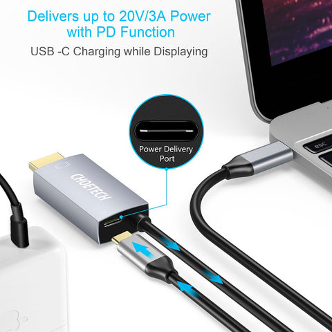 CHOETECH USB-C to HDMI Cable with PD Charging XCH-M180