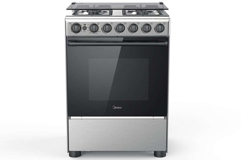 Midea Gas Cooker 60x60, 4 Burners, 2 Knobs, Silver