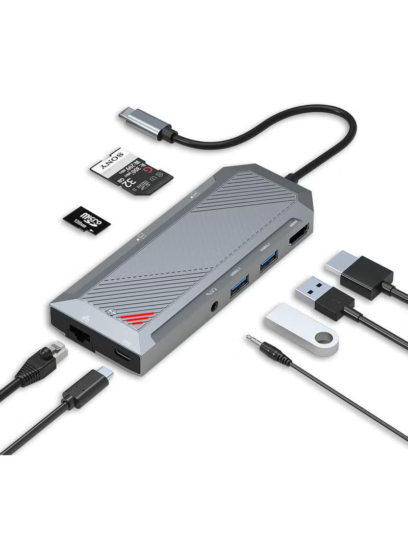 ريدراجون UCA، محور USB-C بـ 9 منافذ - أسود