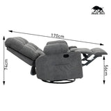 Black Bull Premium Sofa Swivel Rocker Recliner Size (H:101 W: 89.5 cm)- Fabric Dark Grey (Free Delivery and Installation)