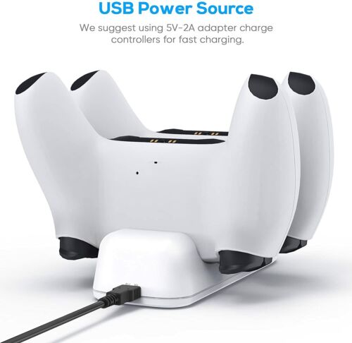 Sony PlayStation 5 Slim Digital Edition – White 825GB (E-Chassis) Bundle with DOBE Charging Dock For PS5 Wireless Controller Charger- TP5-0506