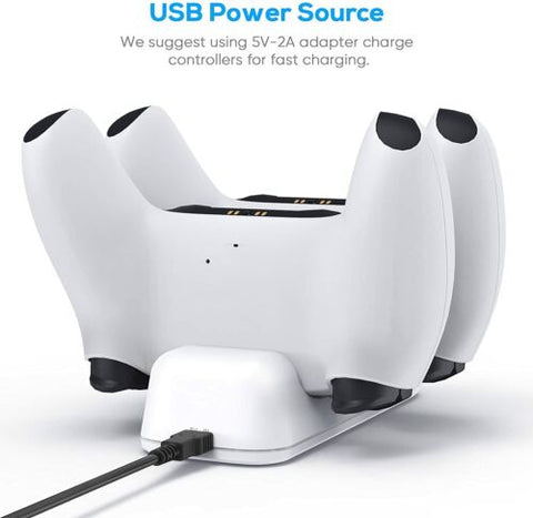 Sony PlayStation 5 Slim Digital Edition – White 825GB (E-Chassis) Bundle with DOBE Charging Dock For PS5 Wireless Controller Charger- TP5-0506