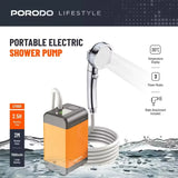 Porodo Portable Camping Shower Pump with 7800mAh Rechargeable Battery, Digital Temperature Display and Multi Spray Modes - Orange