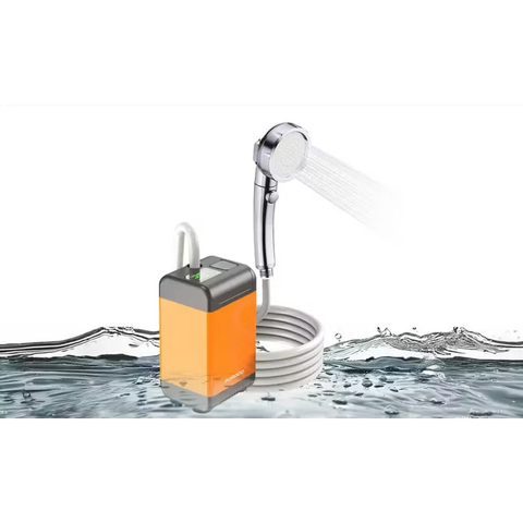 Porodo Portable Camping Shower Pump with 7800mAh Rechargeable Battery, Digital Temperature Display and Multi Spray Modes - Orange