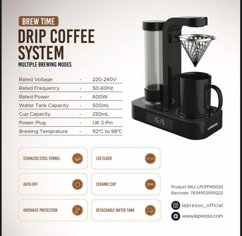 Lepresso LPCFFM0023, Drip Coffee System - Black