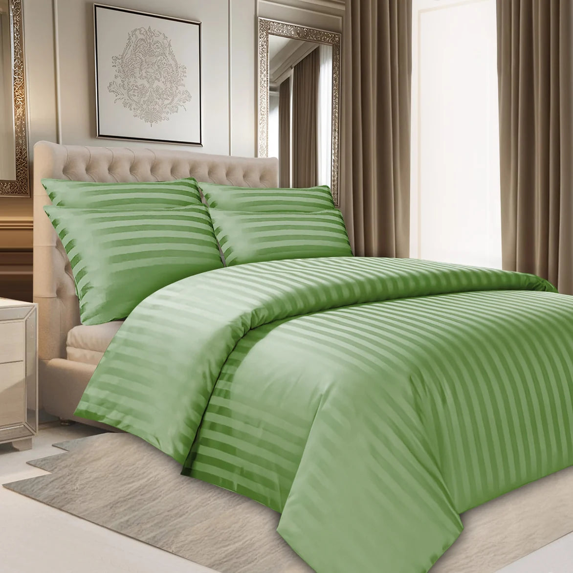 King Duvet Cover Set Green 220×240cm - 6pcs