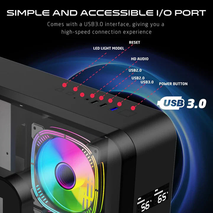 GAMEON INFINITY Series ARGB ATX Mid Tower Gaming PC Case - (7 ARGB Fans Included)