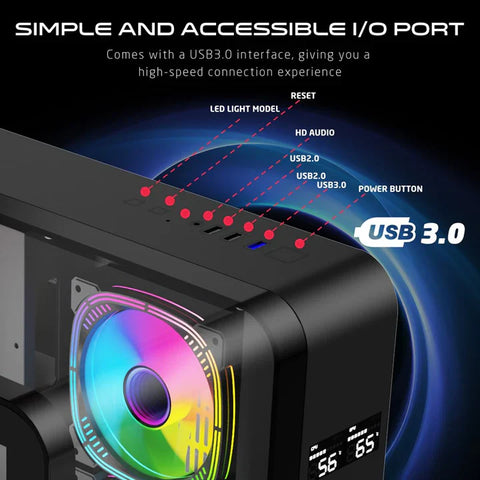 GAMEON INFINITY Series ARGB ATX Mid Tower Gaming PC Case - (7 ARGB Fans Included)