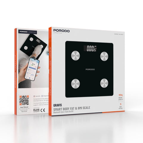 Porodo Lifestyle Gravis Smart Body Fat and BMI Scale with Digital Display