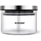 Borosil Classic Borosilicate Glass Storage Jar with Stainless Steel Lid, Microwave Oven & Freezer Safe Food Container