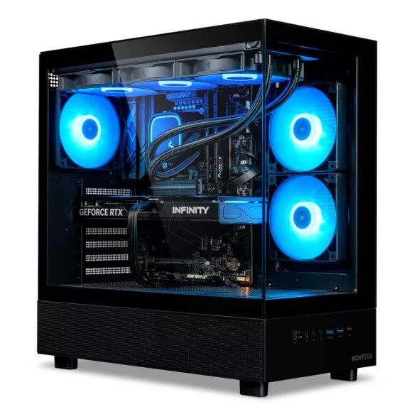 جهاز كمبيوتر ألعاب بمعالج Intel Core i5-14400F، بطاقة رسومات RTX 5060 Ti، وذاكرة RAM DDR5 بسعة 16GB