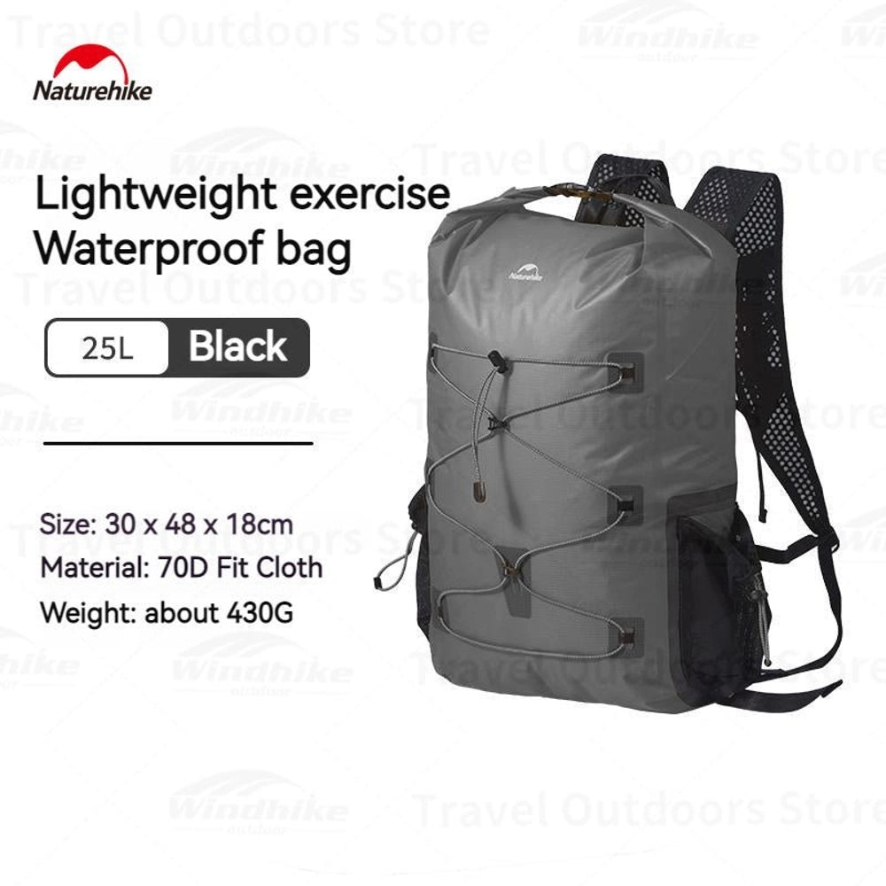 Naturehike Far Mountain Lightweight Shoulder Waterproof Bag - Graphite Black (25L)