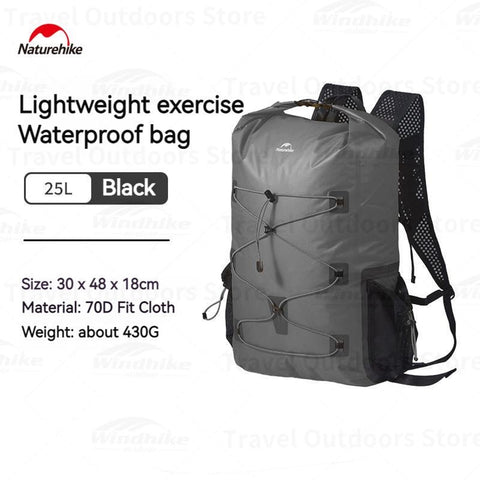 Naturehike Far Mountain Lightweight Shoulder Waterproof Bag - Graphite Black (25L)