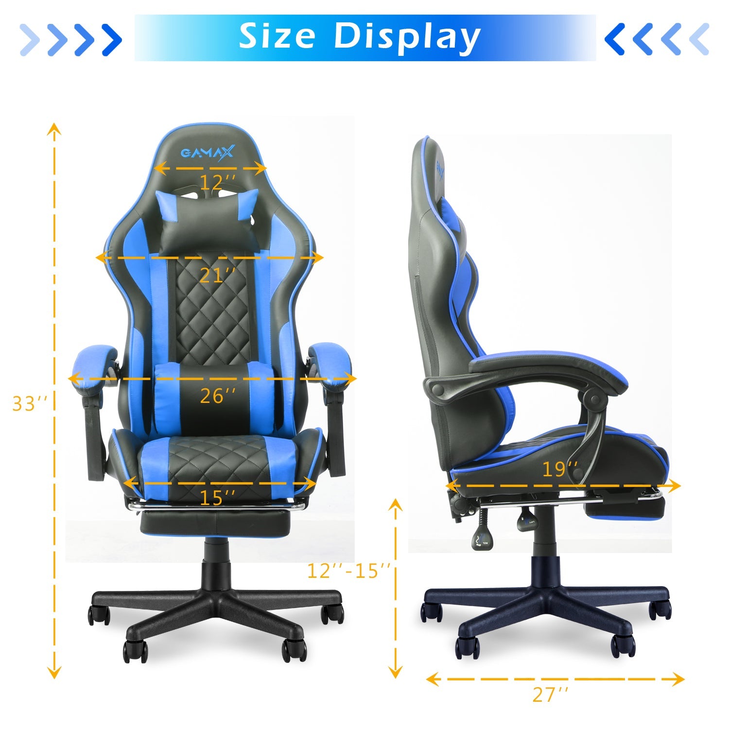 Gamax Gaming Chair Model 1-LT001L with Linkage Function Armrest & Retactable Footrest ( Installation not included )