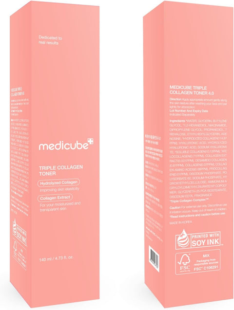 Medicube Triple Collagen Toner - Hydrolyzed, Atelo, & Soluble Collagen for Deep Hydration & Plump Skin - Fast-Absorbing Formula for All-Day Suppleness, Korean Skincare