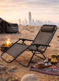 KKF Portable Foldable Reclining Lounge Chair with Adjustable Backrest for Camping & Outdoor Use