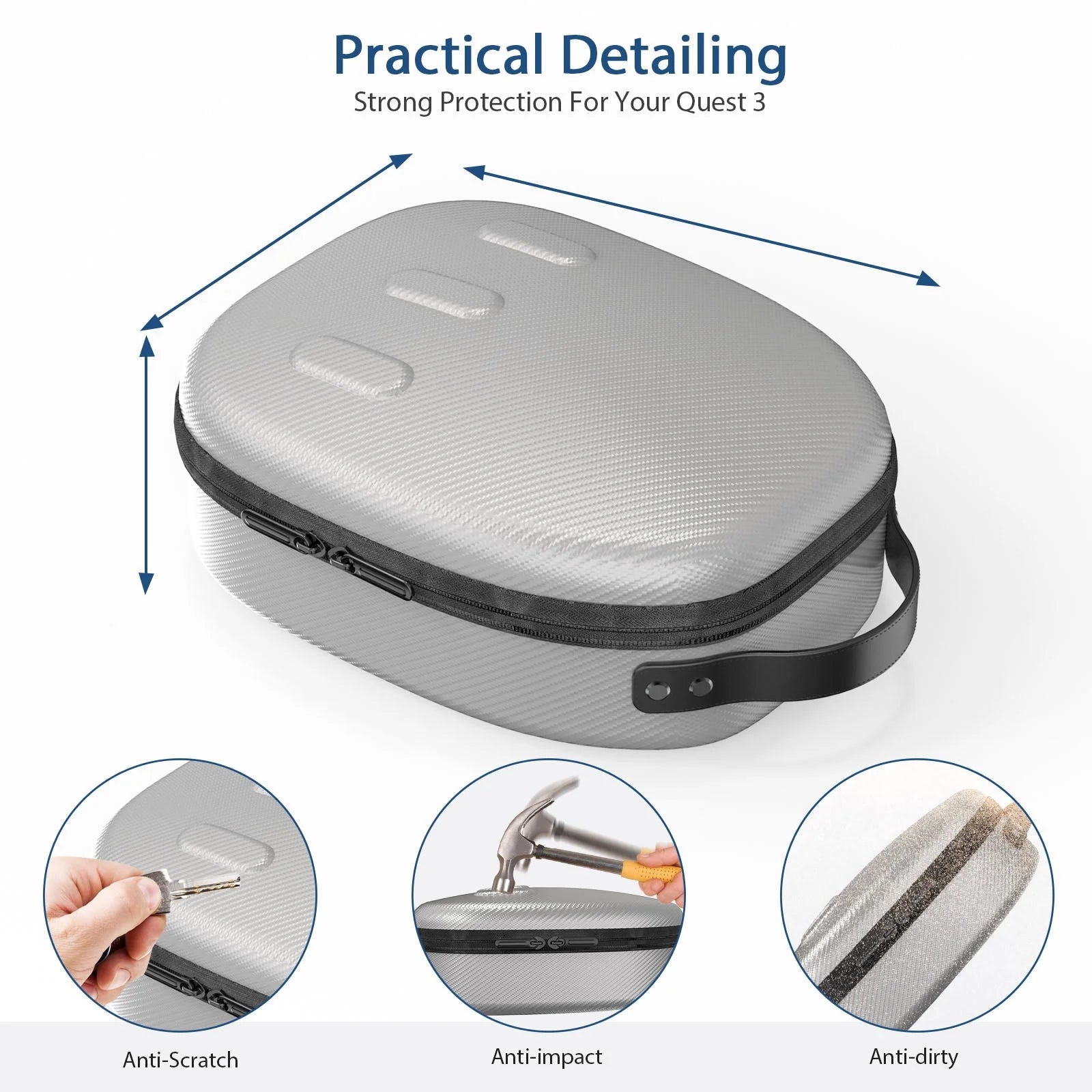 جاماكس حقيبة تخزين ميتا كويست 3 (موديل بي) - فضي