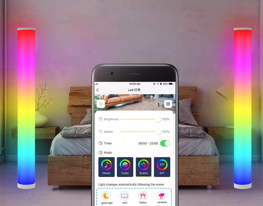 GaMax Modern Dimmable LED Column Floor RGB Lamp - Level UpLevel UpSmart Light6928773320340