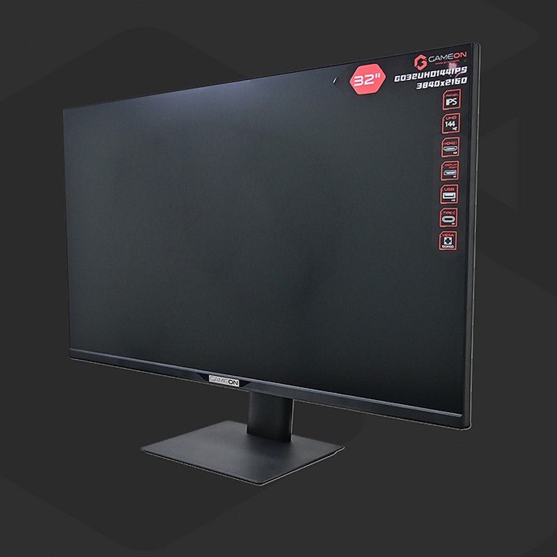 GAMEON 32inch UHD, 144Hz 1ms (3840x2160) 4K Flat IPS 90W, HDMI 2.1 Gaming Monitor With (USB Type-C) G-Sync & FreeSync (Support PS5) - Black