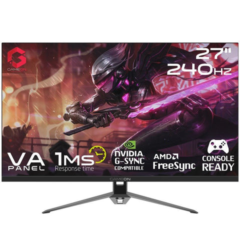 GAMEON GOP27FHD240VA 27inch FHD, 240Hz, 1ms (1920x1080) Flat VA Gaming Monitor With G-Sync & Free Sync (HDMI 2.1 Console Compatible) - Black