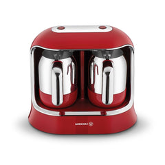 KORKMAZ  Coffee maker 18/10 Stainless steel  4+4 Cups640 ML 800 Watts red