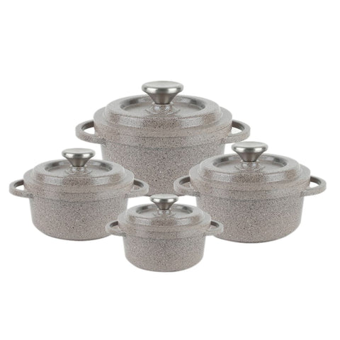 Core Ss22 Granite Cookware Collection Pots 8 Pcs Set 1.9 LTR + 2.6 LTR + 5.2 LTR + 7.6 LTR