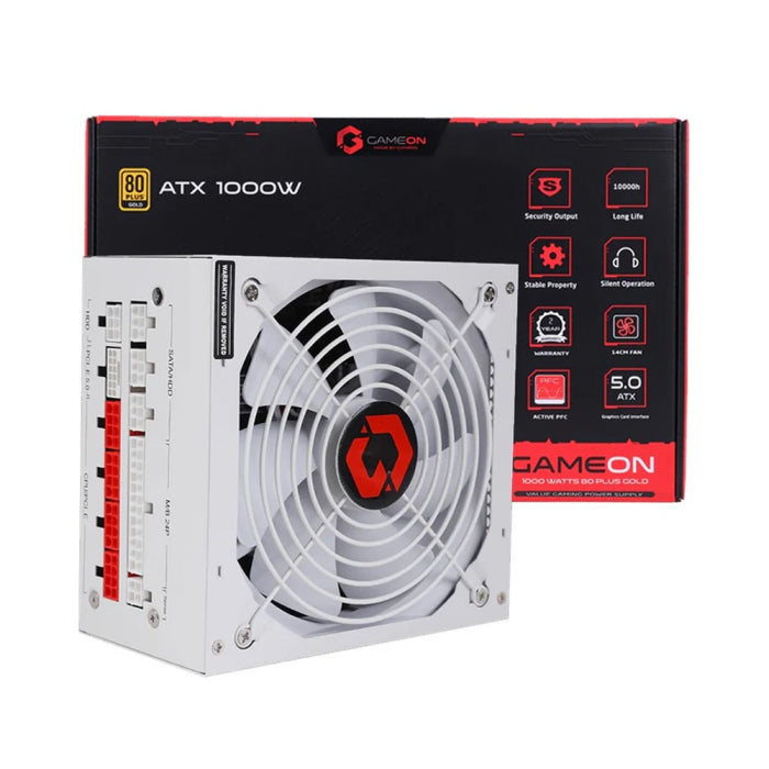 GAMEON - SPY2 ATX 1000 WATTS 80 PLUS Gold Value مزود طاقة للألعاب - أبيض