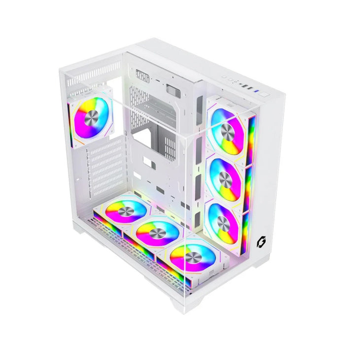 GAMEON GO-VALKYRIEI-A VaIkyriei Series Mid Tower Gaming Case من الزجاج ثلاثي الجوانب - أبيض