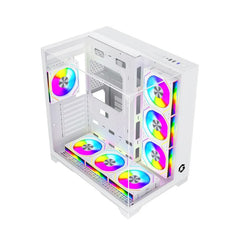 GAMEON GO-VALKYRIEI-A VaIkyriei Series Mid Tower Gaming Case من الزجاج ثلاثي الجوانب - أبيض