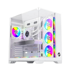 GAMEON GO-VALKYRIEI-A VaIkyriei Series Mid Tower Gaming Case من الزجاج ثلاثي الجوانب - أبيض