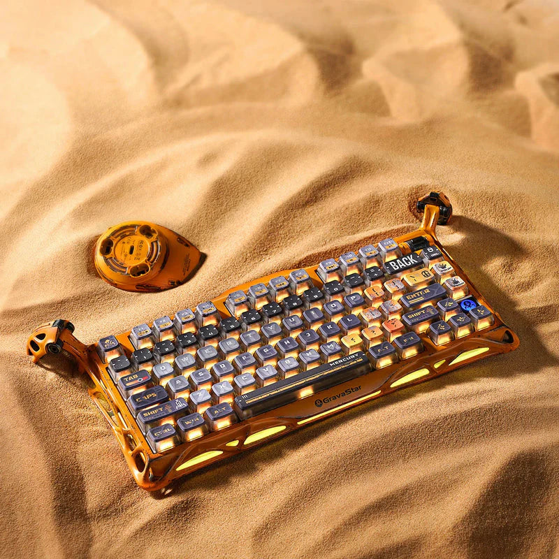 جرافاستار لوحة مفاتيح الألعاب الميكانيكية اللاسلكية  ميركوري كي 1 برو بنسبة 75% إصدار خاص - أصفر باتل وورن