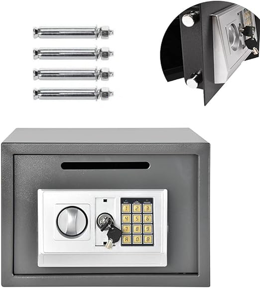 KKF، صندوق أمان إلكتروني ثقيل – خزنة رقمية بسعة 8 لتر مع لوحة مفاتيح وقفل ثلاثي