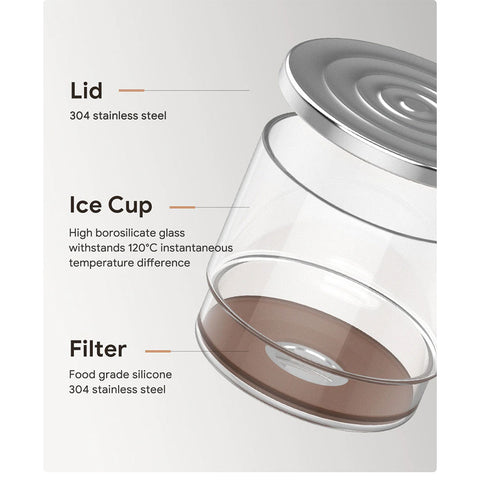 iCafilas Portable Cold Brew Coffee Maker 300ml with Borosilicate Glass Dripper & Stainless Steel Filter