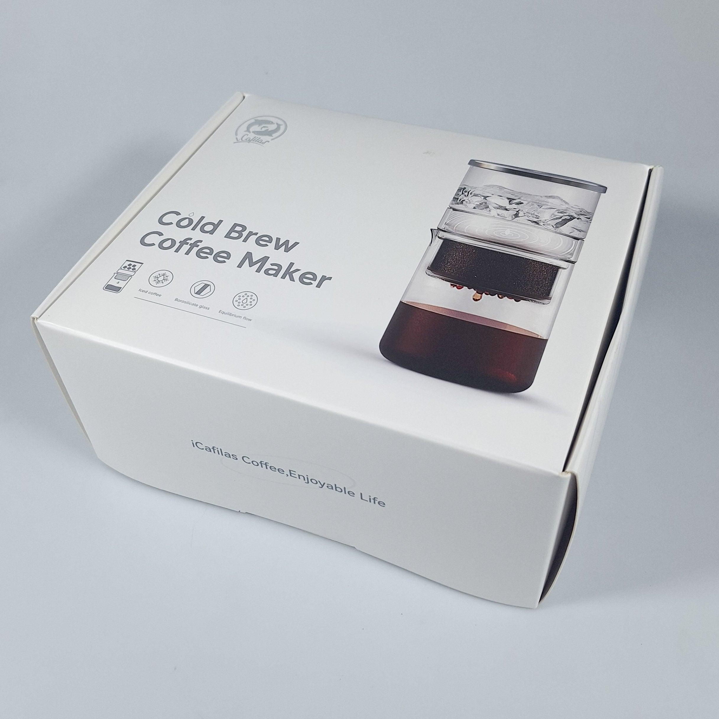 iCafilas Portable Cold Brew Coffee Maker 300ml with Borosilicate Glass Dripper & Stainless Steel Filter