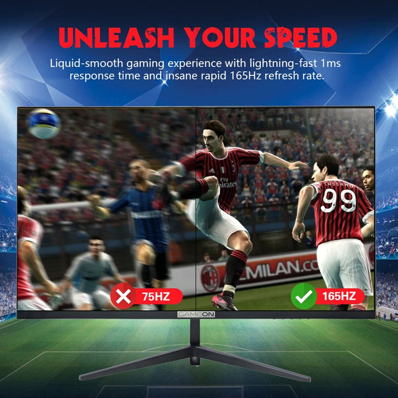 شاشة ألعاب GAMEON 24 بوصة FHD، 165 هرتز 1 مللي ثانية (1920x1080) IPS مسطحة مع Gsync وFree Sync - أسود 
