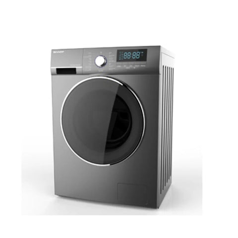 SHARP Front Load Washing Machine 8Kg 1200 RPM 16 Programs Silver