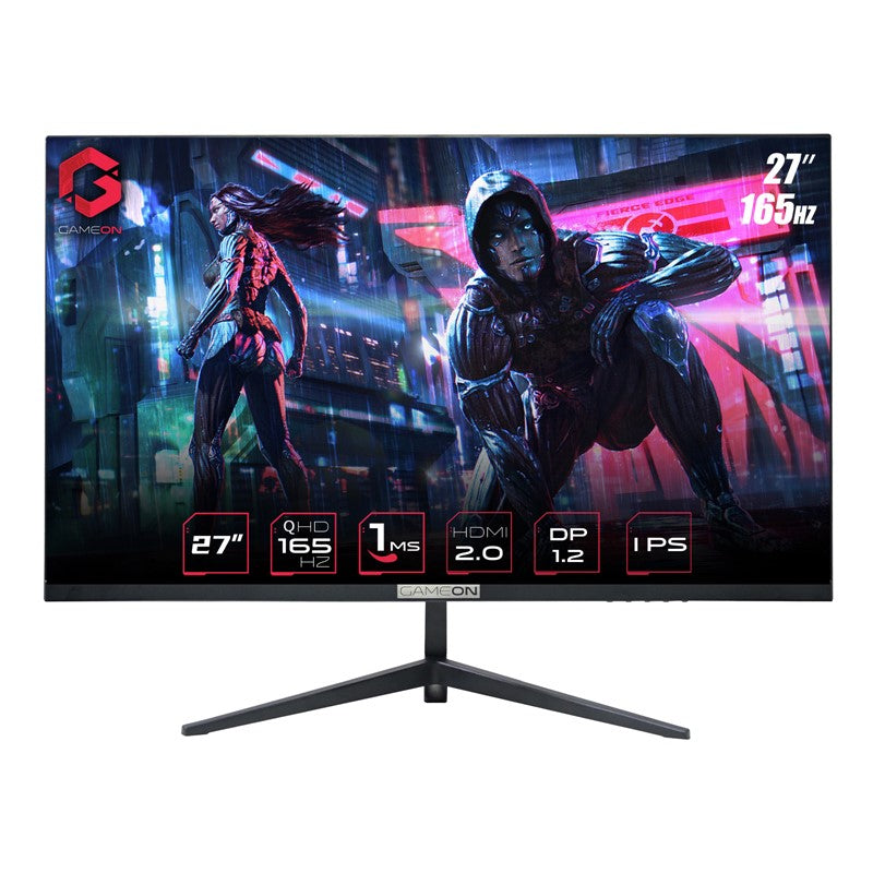 شاشة ألعاب GAMEON 27 بوصة QHD، 165 هرتز 1 مللي ثانية (2560 × 1440) 2K مسطحة IPS مع G-Sync و FreeSync - أسود 