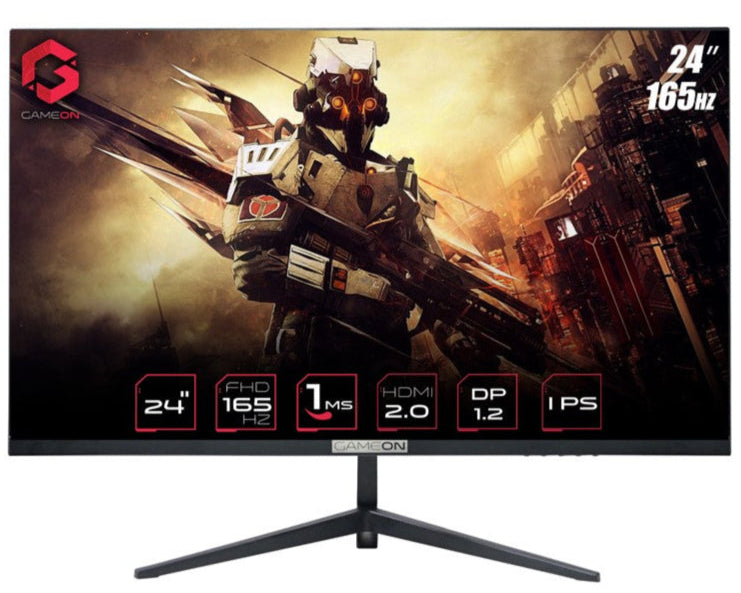 شاشة ألعاب GAMEON 24 بوصة FHD، 165 هرتز 1 مللي ثانية (1920x1080) IPS مسطحة مع Gsync وFree Sync - أسود 