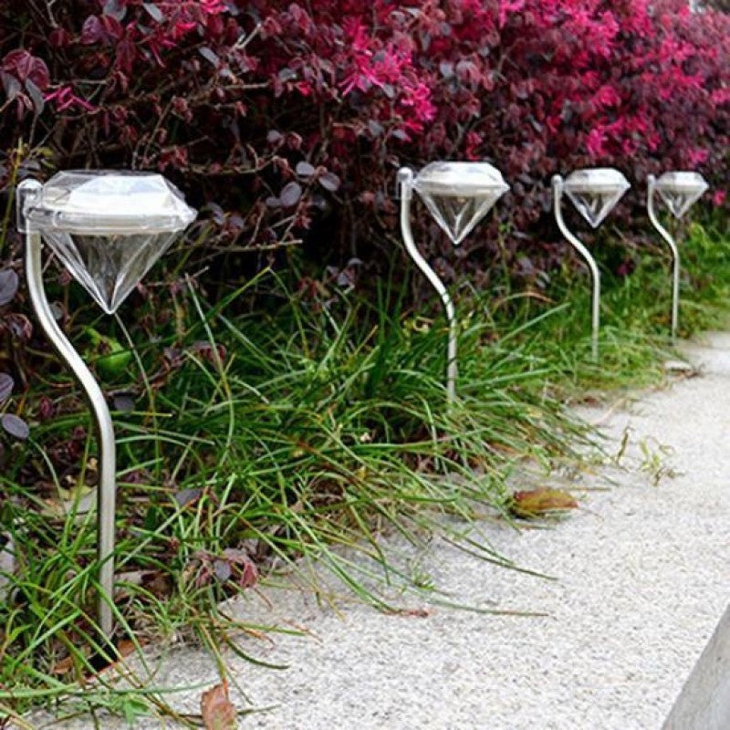 Pack of 4 LED Color Changing Solar Power Diamond Shaped Garden light