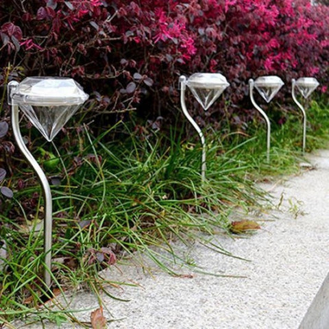 Pack of 4 LED Color Changing Solar Power Diamond Shaped Garden light
