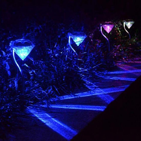Pack of 4 LED Color Changing Solar Power Diamond Shaped Garden light