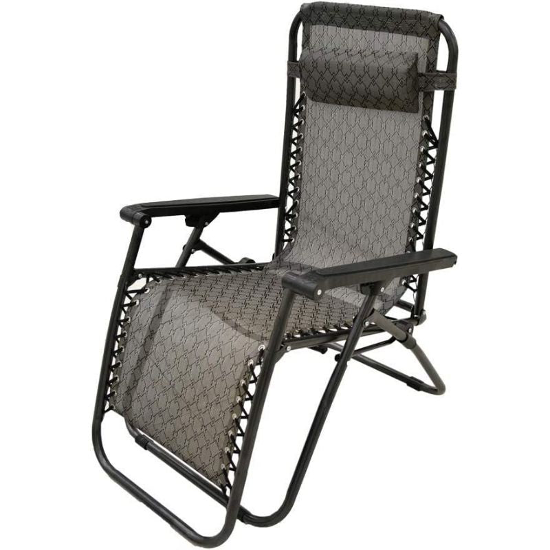 KKF Portable Foldable Reclining Lounge Chair with Adjustable Backrest for Camping & Outdoor Use