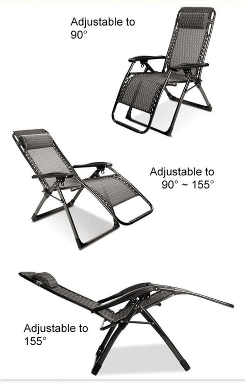 KKF Portable Foldable Reclining Lounge Chair with Adjustable Backrest for Camping & Outdoor Use