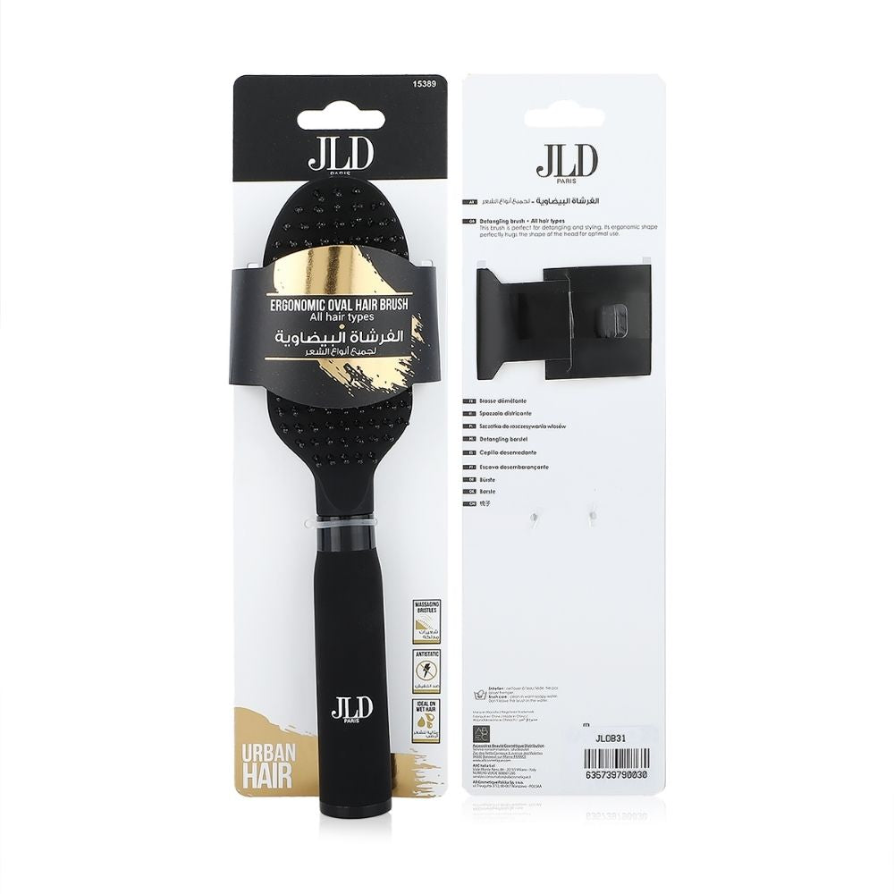JLD Paris 15389, Ergonomic Oval Hair Brush, Detangling & Styling for All Hair Types