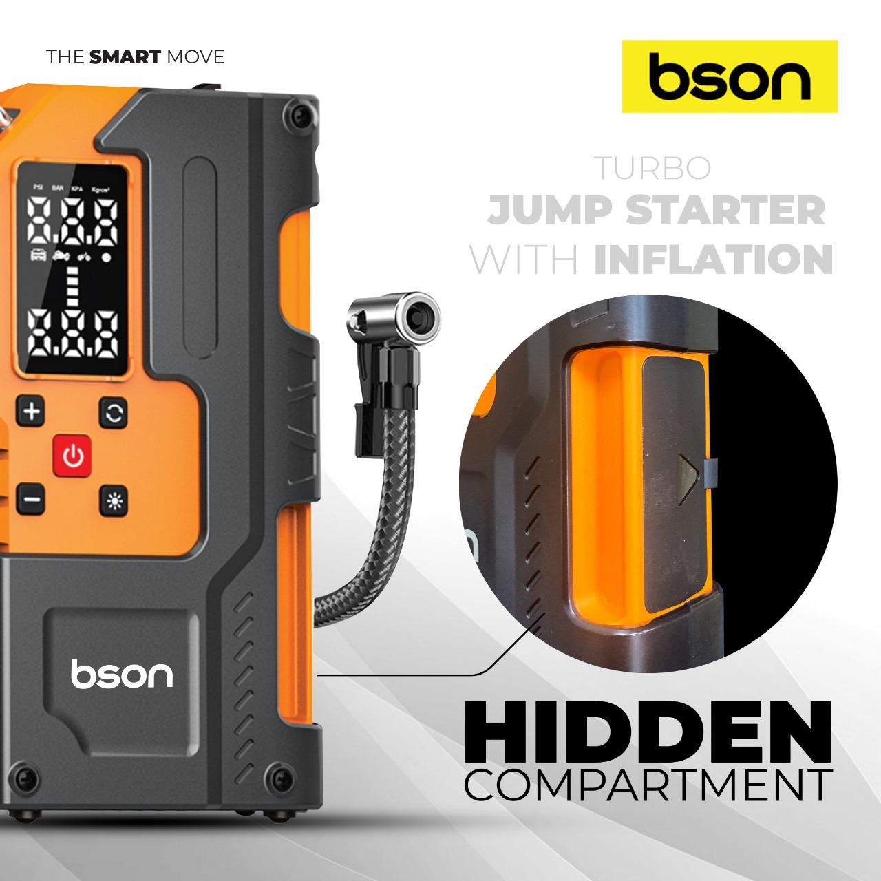 BSON Turbo Jump Starter with Air Inflator - 6-in-1 Emergency Kit