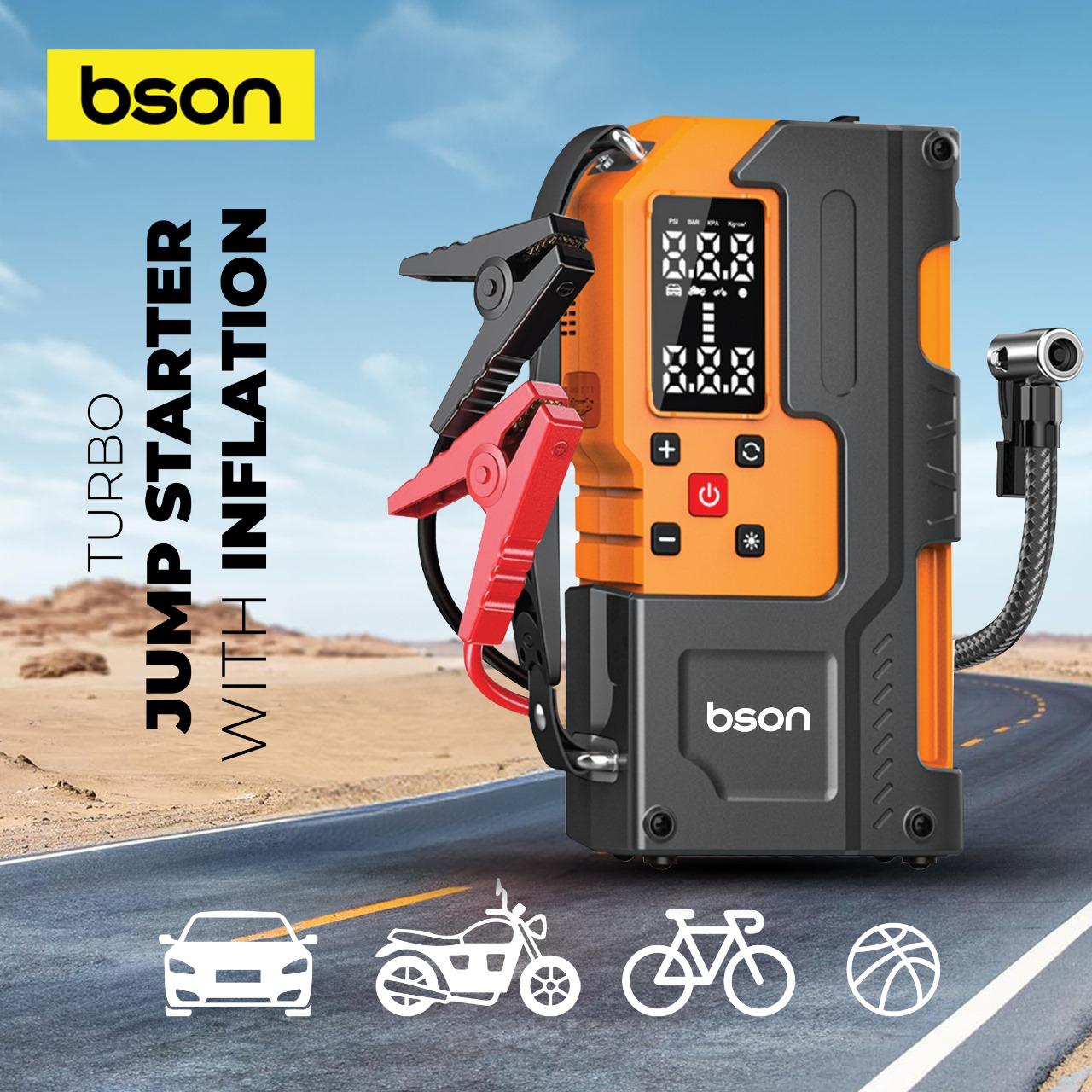 BSON Turbo Jump Starter with Air Inflator - 6-in-1 Emergency Kit