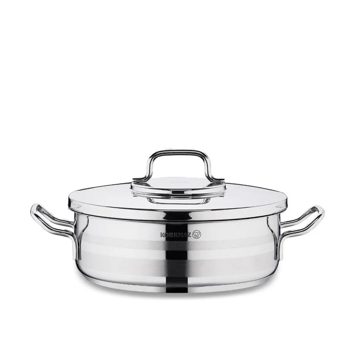 Korkmaz A2035 Low Casserole – 4.5L, 26x8.5 cm – Stainless Steel Cookware (ASTRA2 Series)