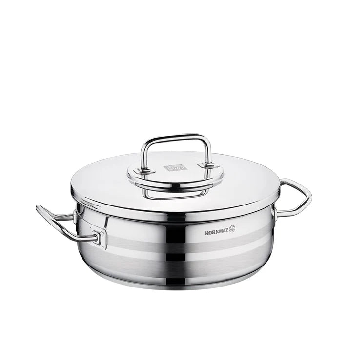 Korkmaz A2036 Low Casserole – 6.0L, 28x10 cm – Stainless Steel Cookware (ASTRA2 Series)