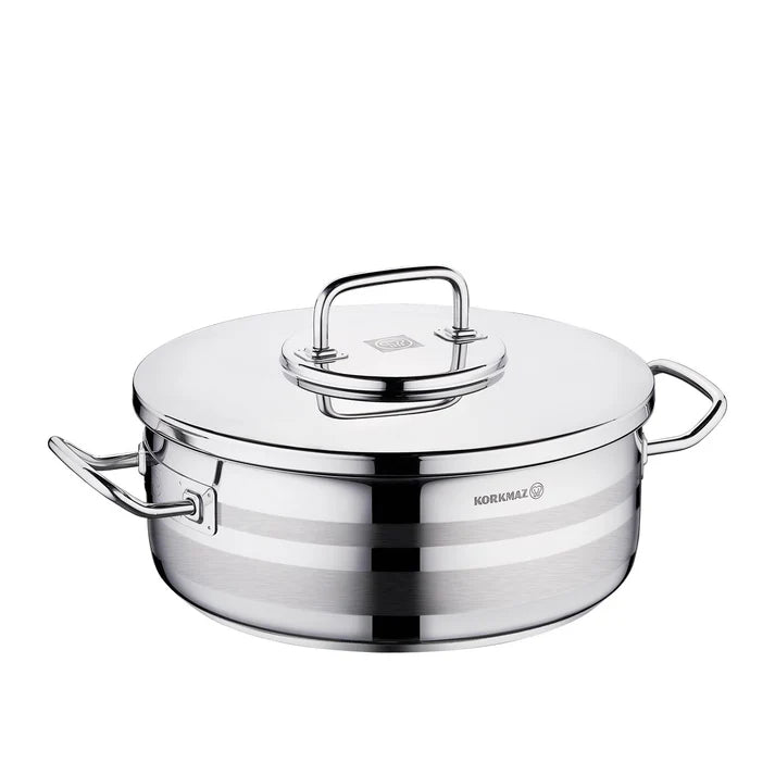 Korkmaz A2037 Low Casserole – 7.5L, 30x11 cm – Stainless Steel Cookware (ASTRA2 Series)