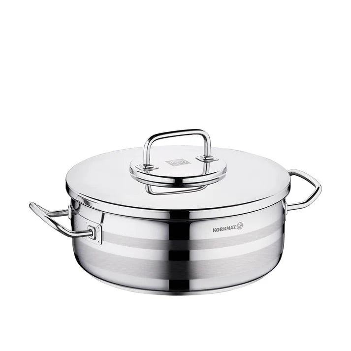 Korkmaz A2038 Low Casserole – 10.25L, 32x13 cm – Stainless Steel Cookware (ASTRA2 Series)